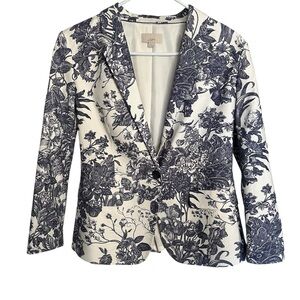 Ann Taylor Blue and White Blazer with Modern Cut